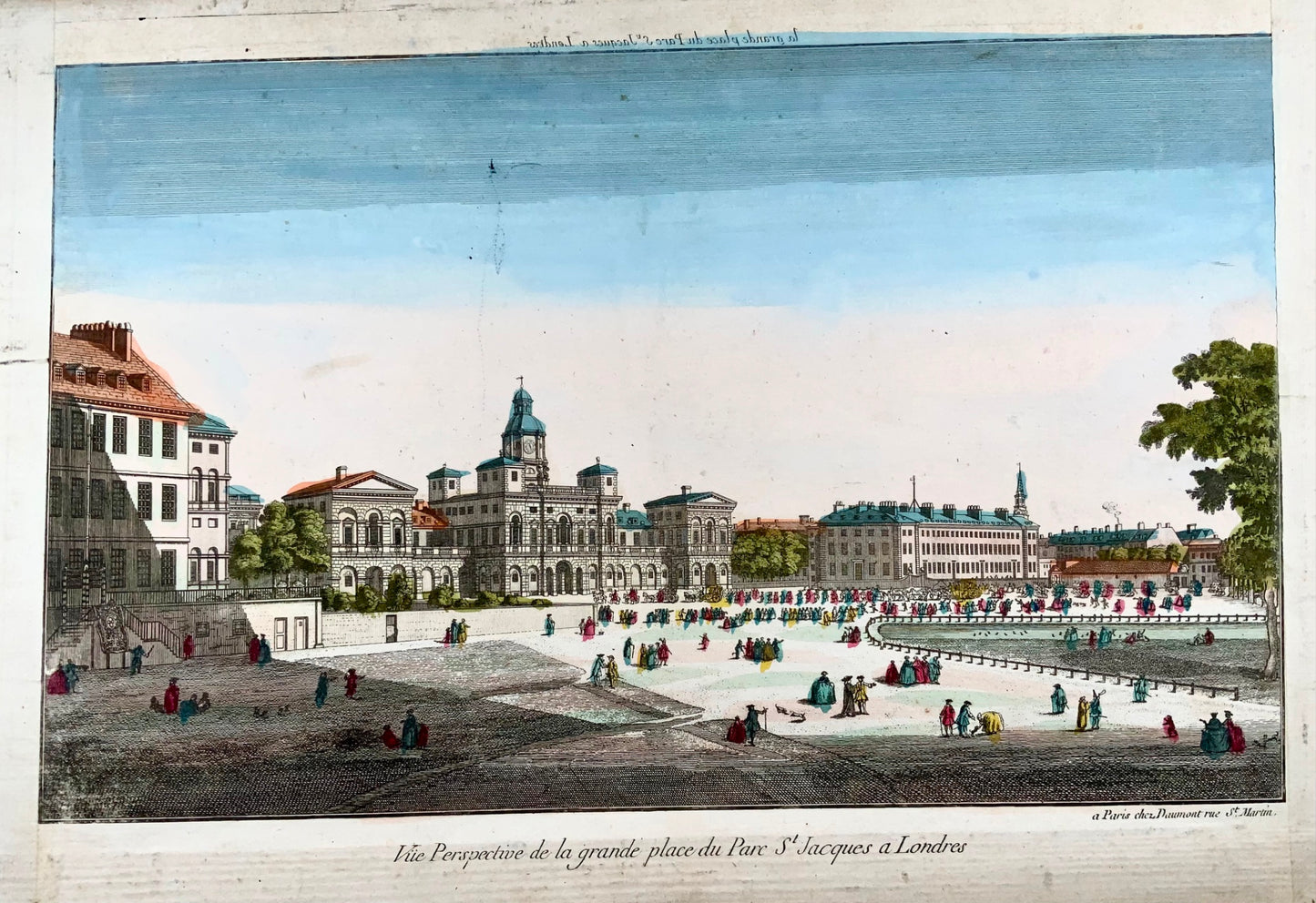 1768 LONDON: Daumont Horse Guards Parade Optical Print [recto Vue de Frankfort] - Topography