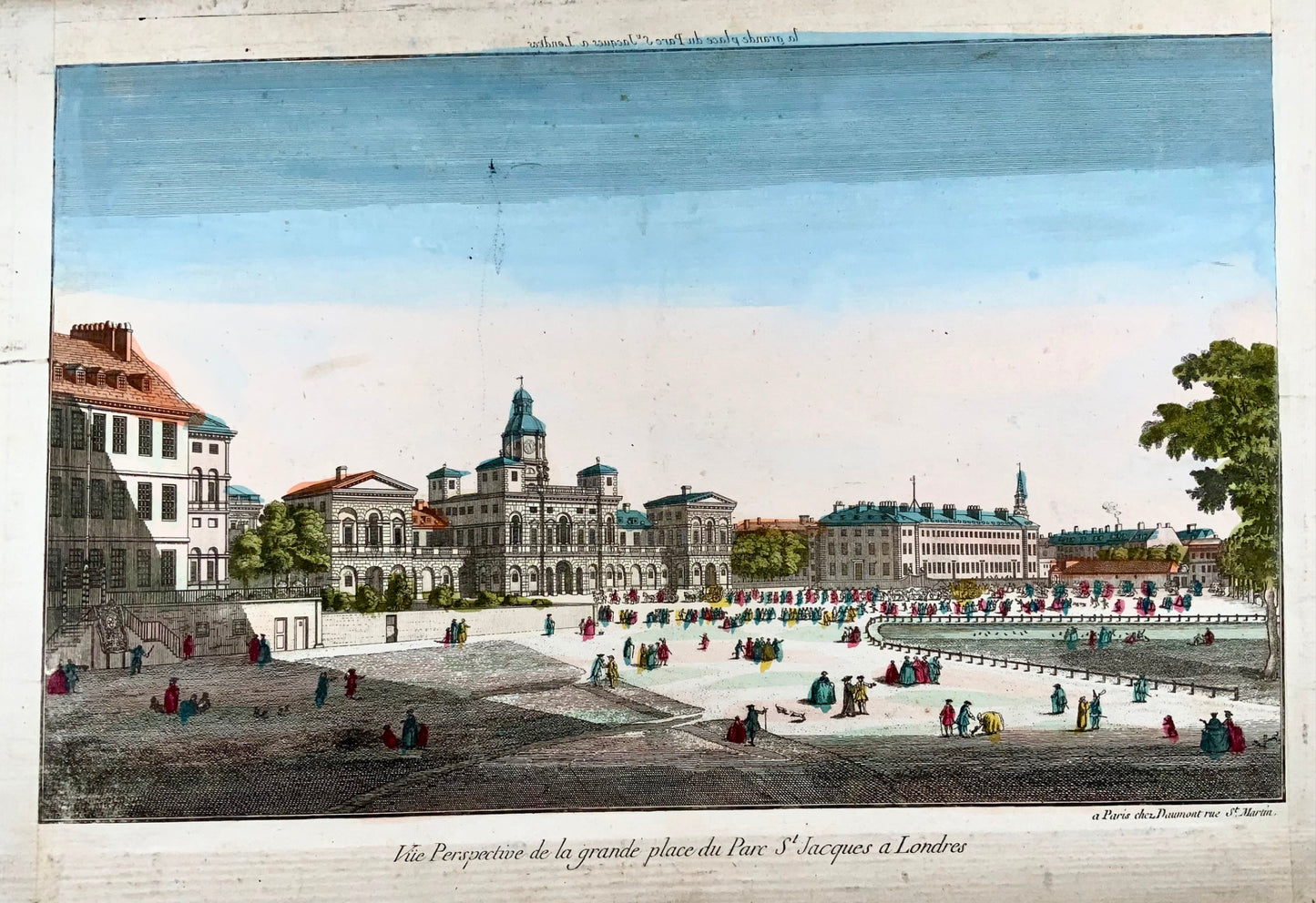 1768 LONDRES : Daumont Horse Guards Parade Impression optique [recto Vue de Frankfort] - Topographie