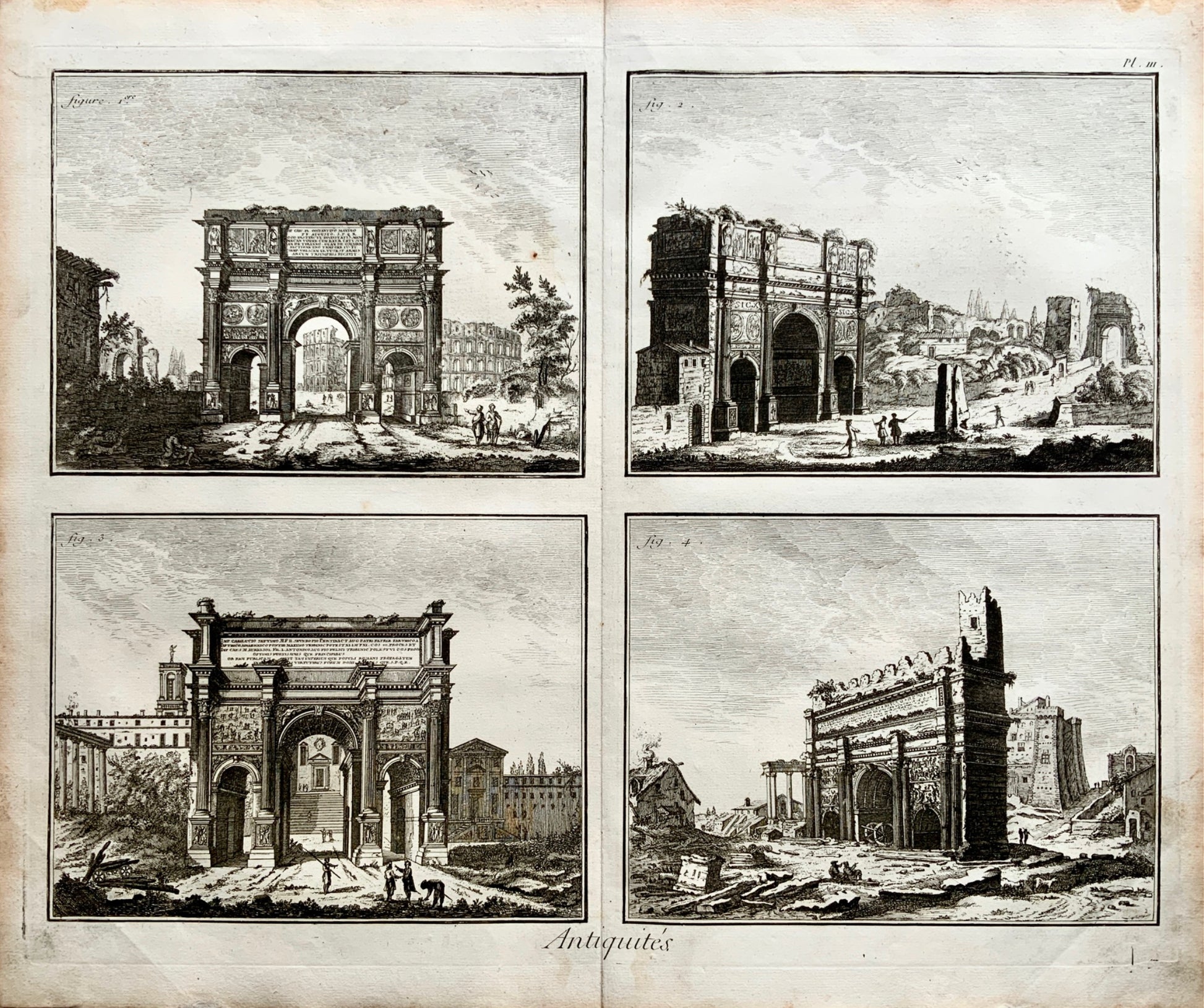 1777 Diderot - Italy: Rome, Arch of Constantine & Sept. Severus - double folio