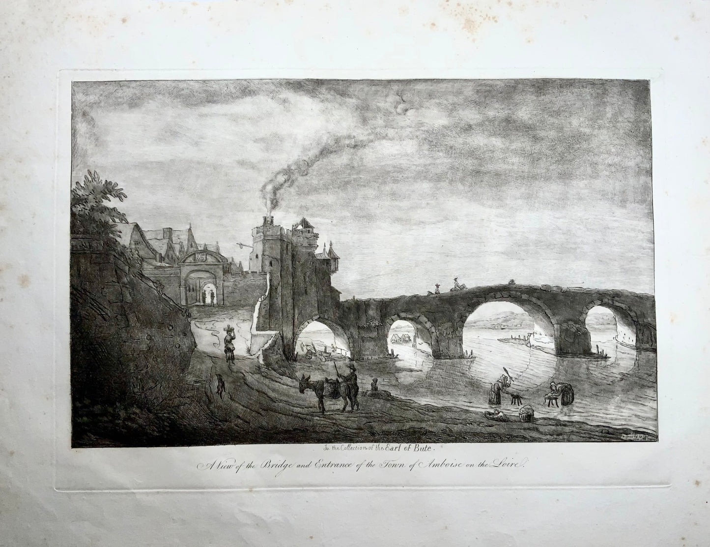 1764 Ambroise, Loire Valley, France, large rare etching by William Baillie