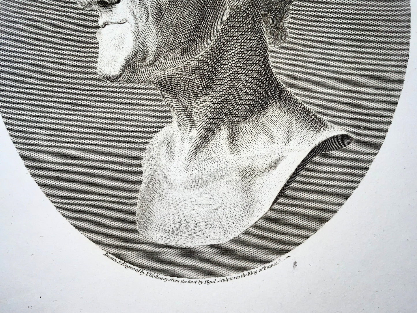 1778 VOLTAIRE fin portrait gravé in-folio de Thomas Holloway