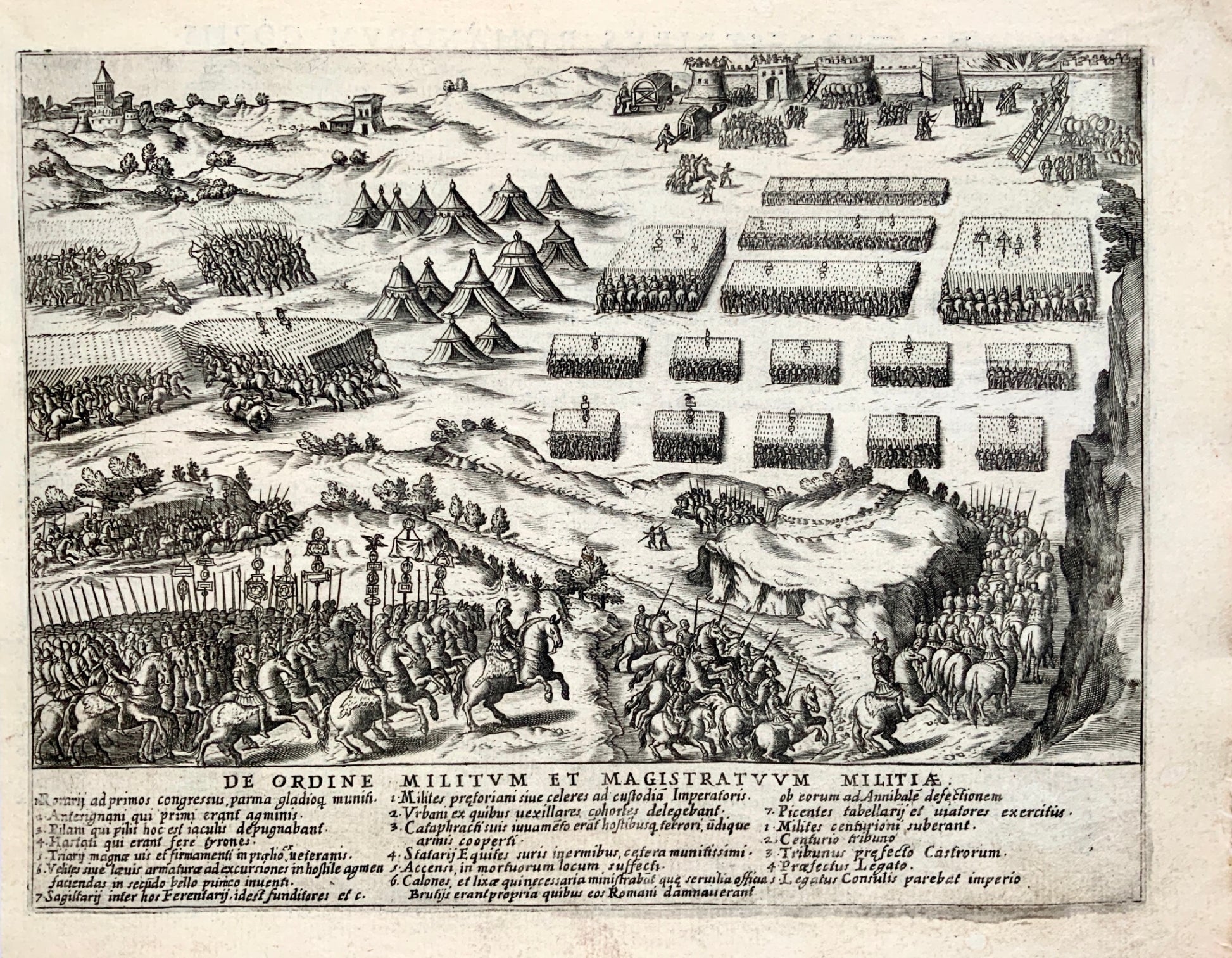 1624 G. Laurus - Roman Military Divisions - Copper engraving