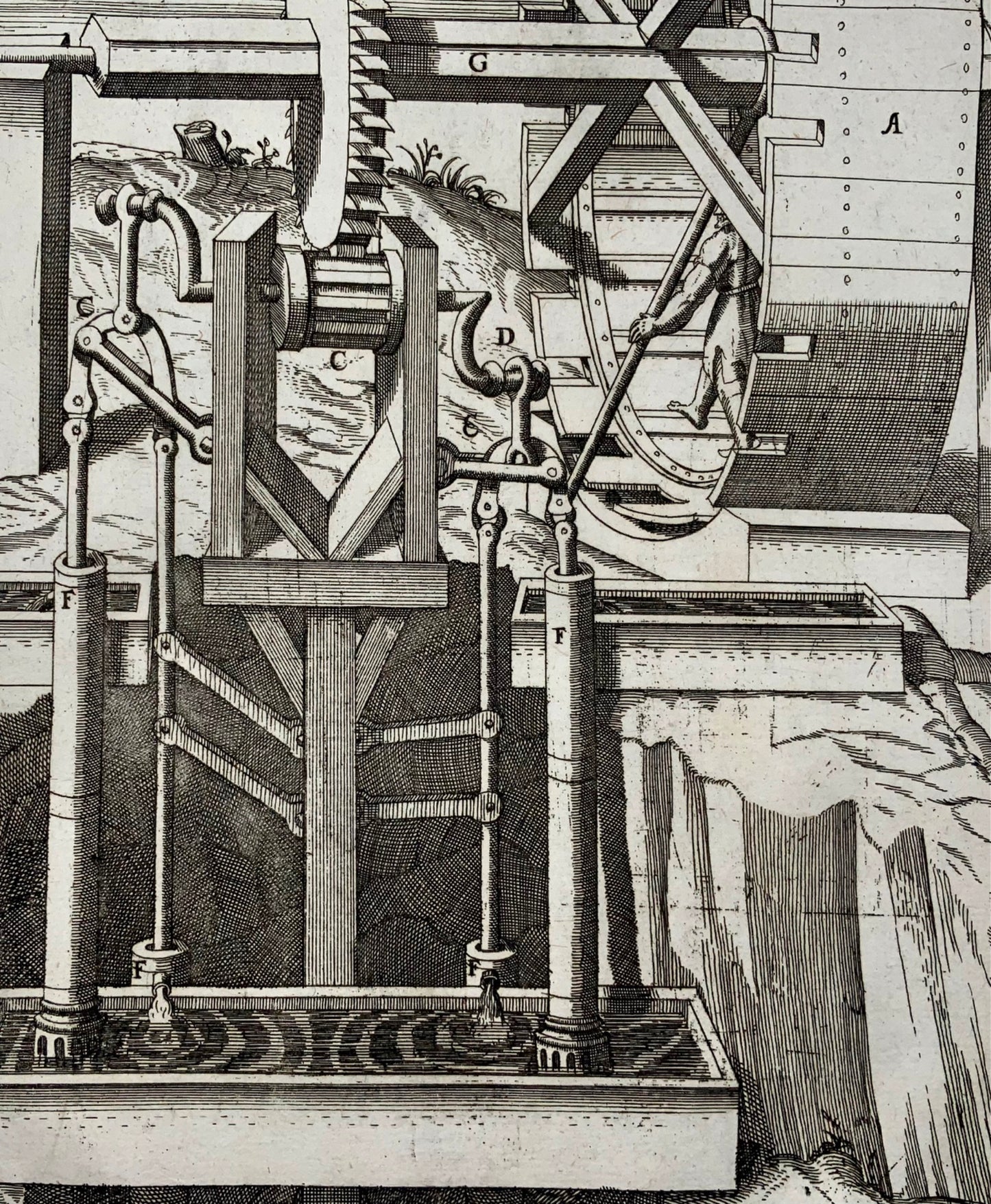 1662 Balth. Schwan ; Boeckler, pompe à piston, machine à élever l'eau, technologie