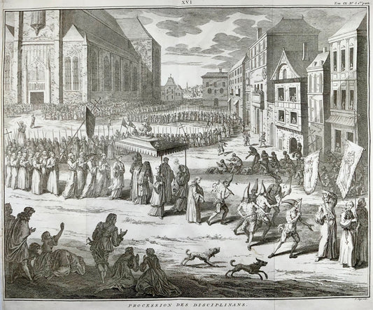 1723 Pieter Tanjé, A procession of flagellants, religion, christianity