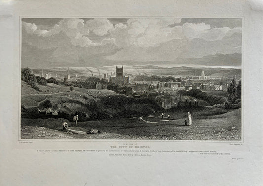1826 Jeavons after Robson - City of Bristol - Copper engraving - Travel, Topography