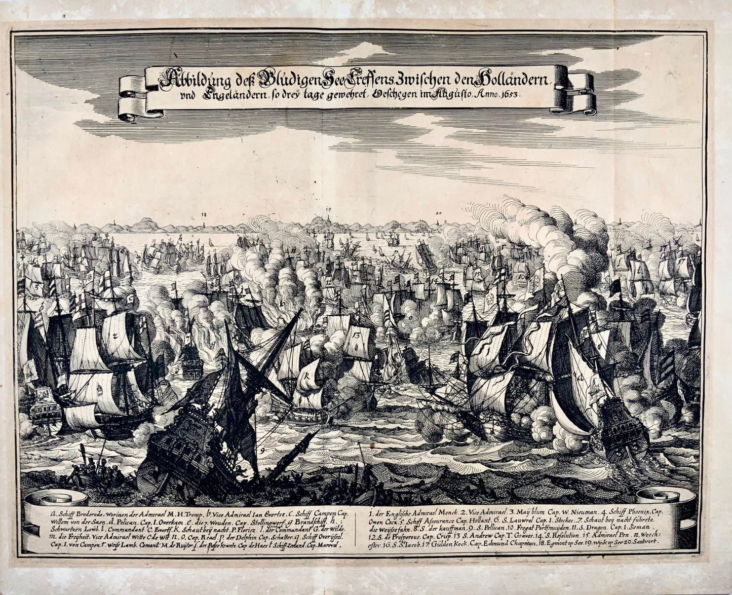 1655 Mattheus Merian, Naval Battle, First Anglo Dutch War
