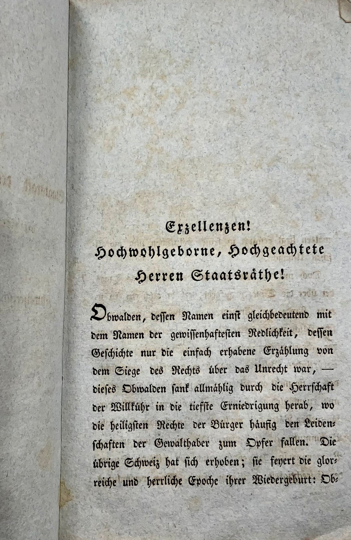 1831 Polemical work against the prevailing politics in Obwalden, Switzerland, pamphlet