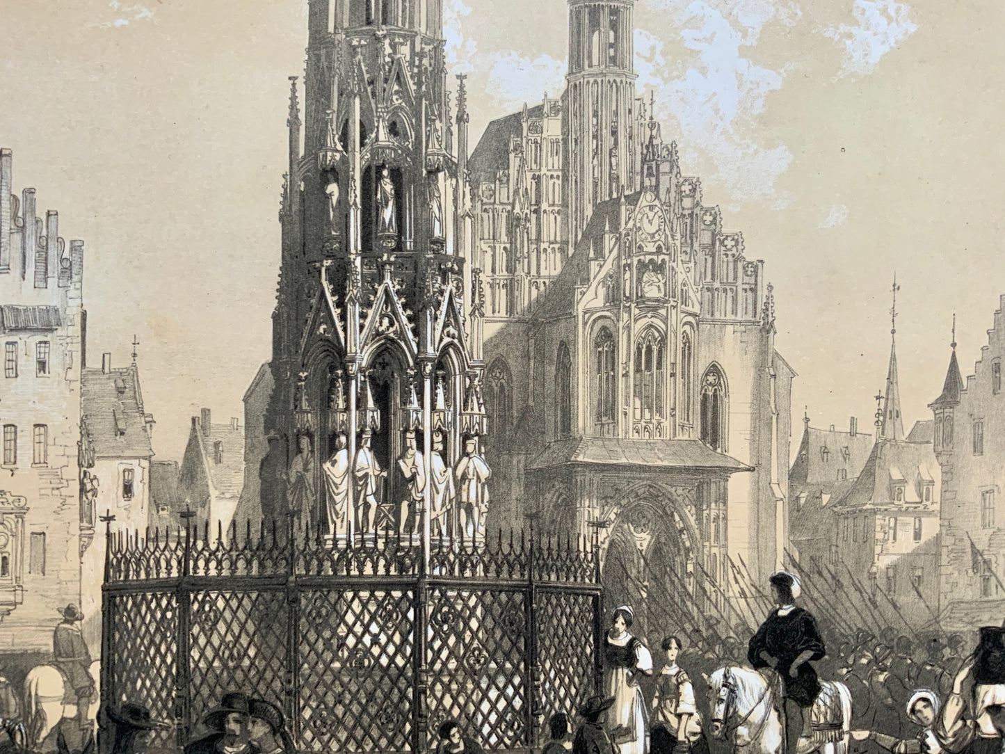NÜRNBERG. Nuremberg. Lithographie mit Tonplatte, um 1840, 38 x 27 cm.