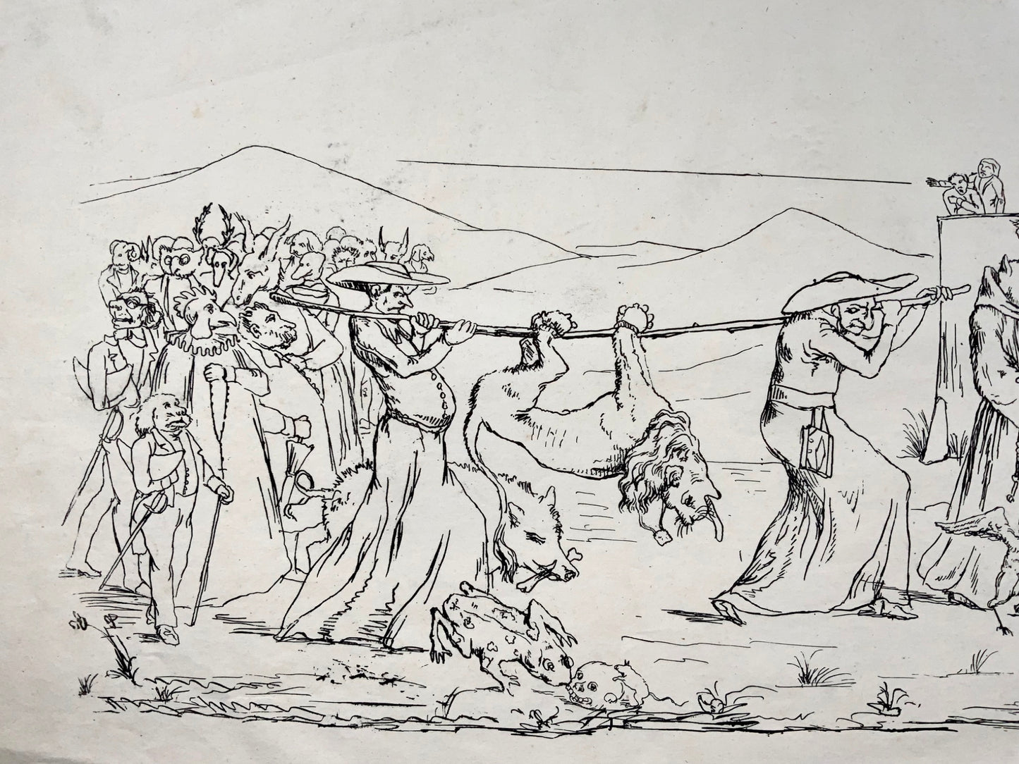 1845 Broadside satirique, funérailles / meurtre, Joseph Leu von Ebersol, Suisse