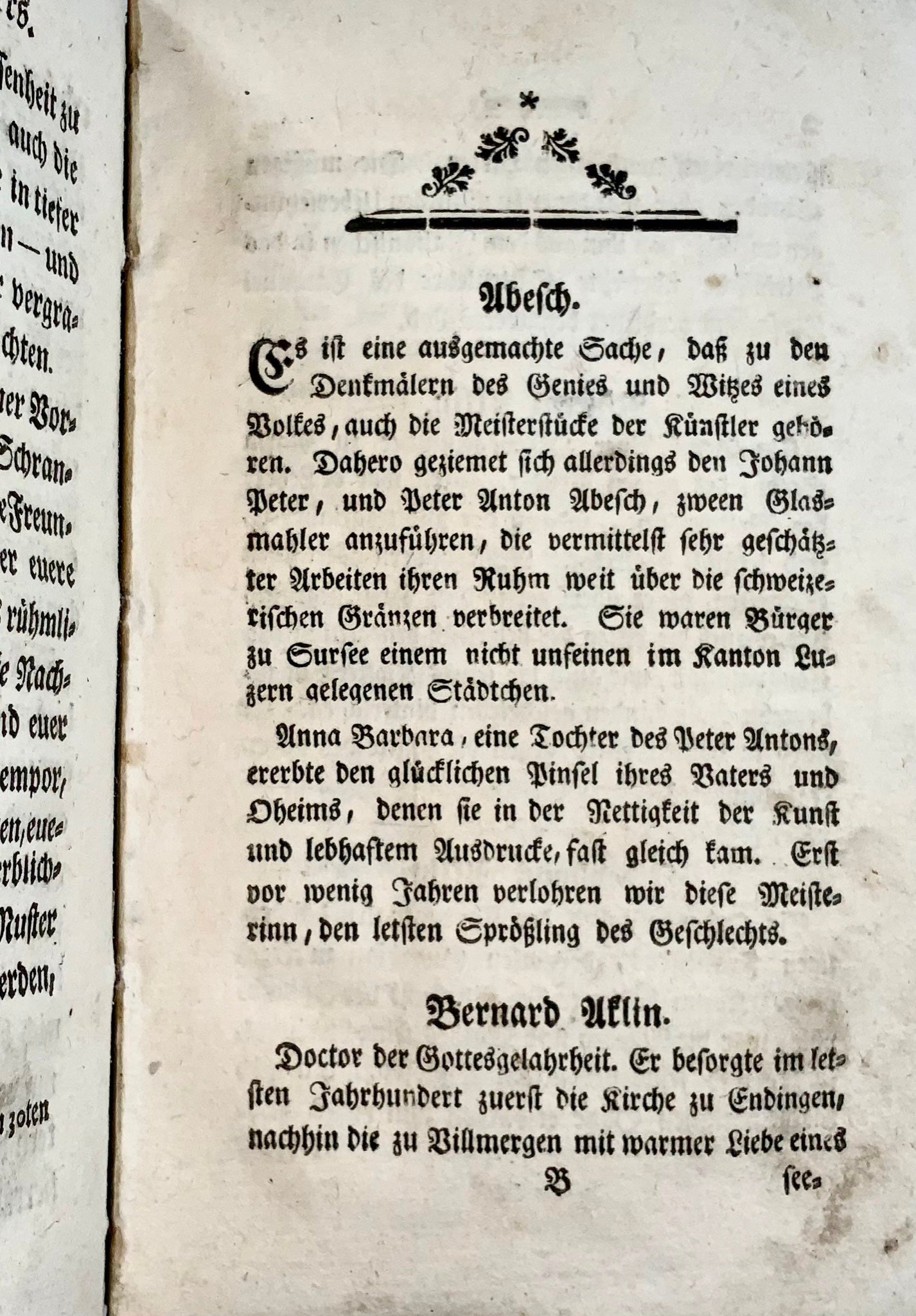 1778 Biografie di famosi cittadini di Lucerna, Svizzera, J. Von Bathasar
