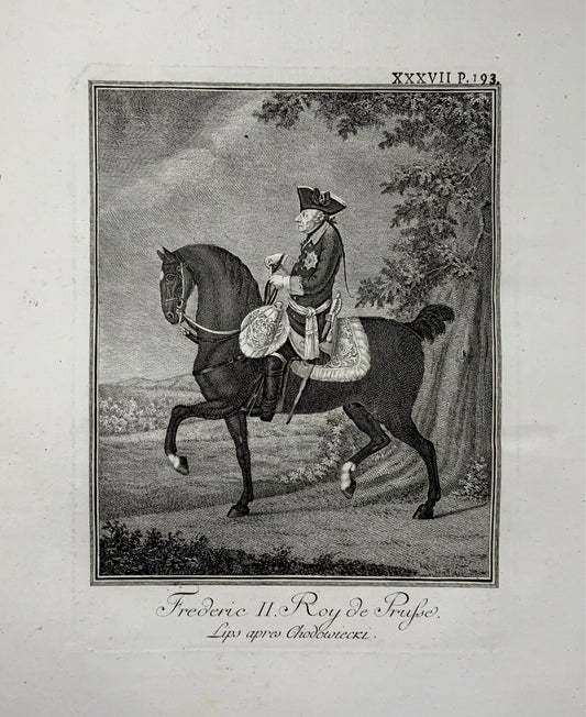 1788 Federico il Grande a cavallo [Labbra dopo Chodowicki], Folio, ritratto 