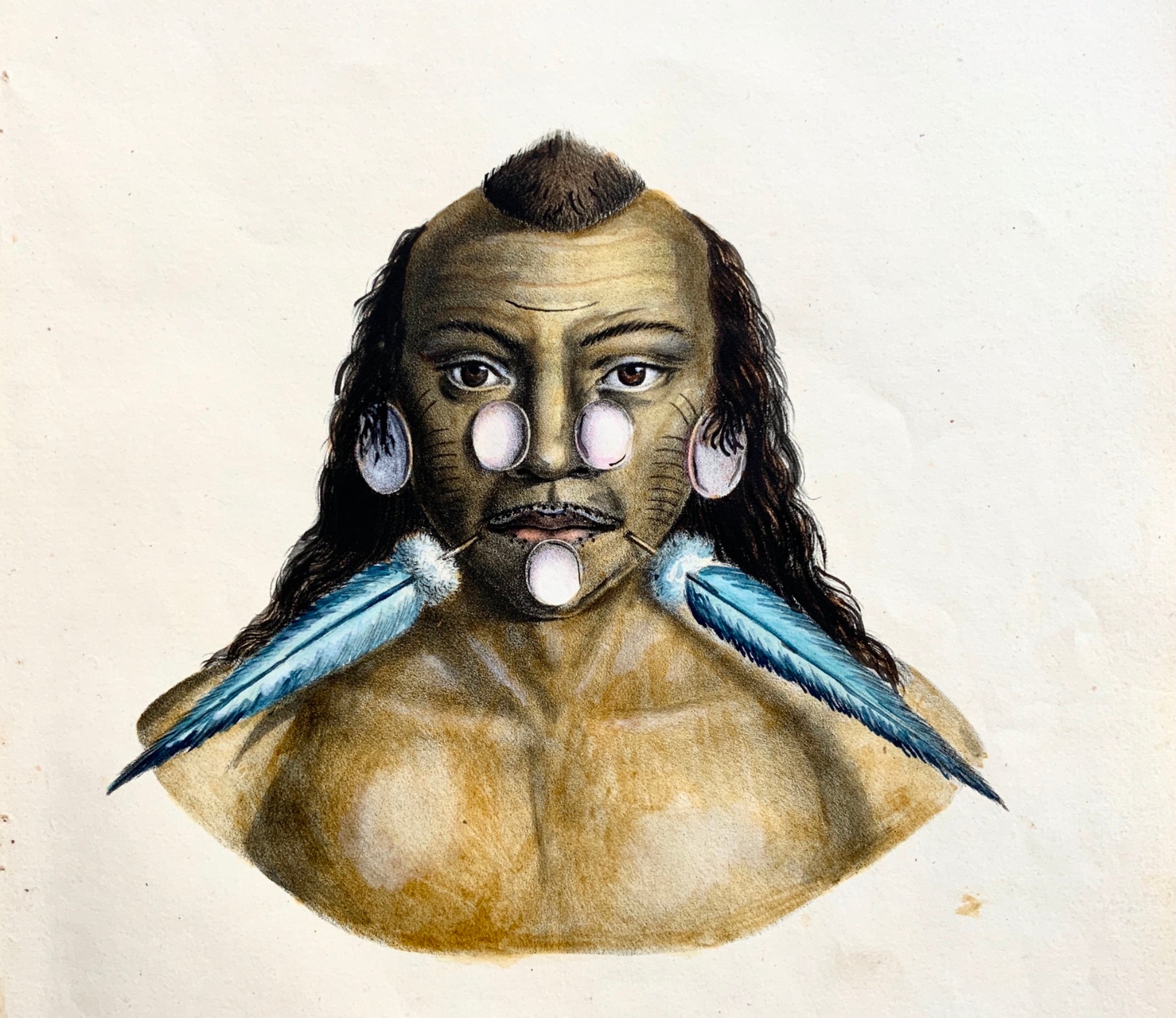 1824 Ethnology PERU Tribesman K.J. Brodtmann ORIGINAL handcol FOLIO lithography