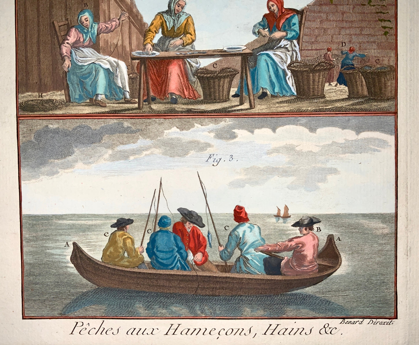 1793 Panckoucke - Sea Fishing Nets Processing - Fine FOLIO antique original