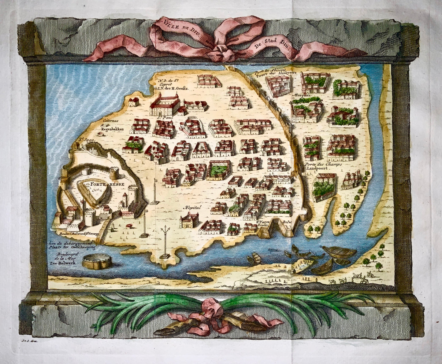 1755 Bellin/Van Schley - Large Plan of Daman & Diu City, India - Map