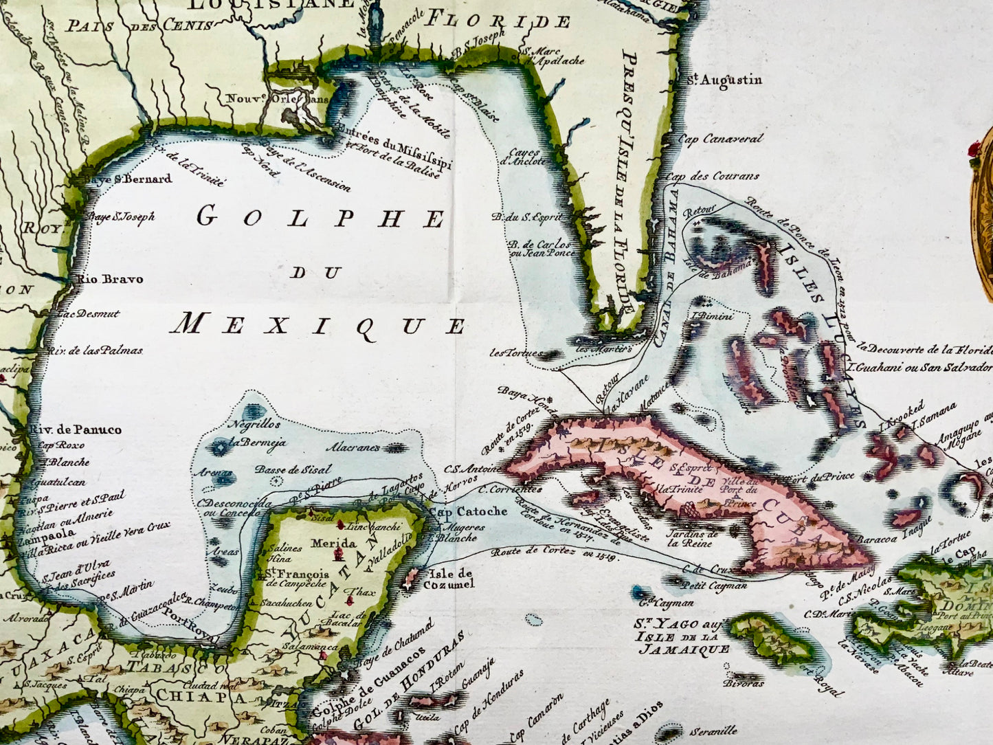 1754 Bellin, Schley, Florida, Louisiana, The Caribbean, Mexico large map