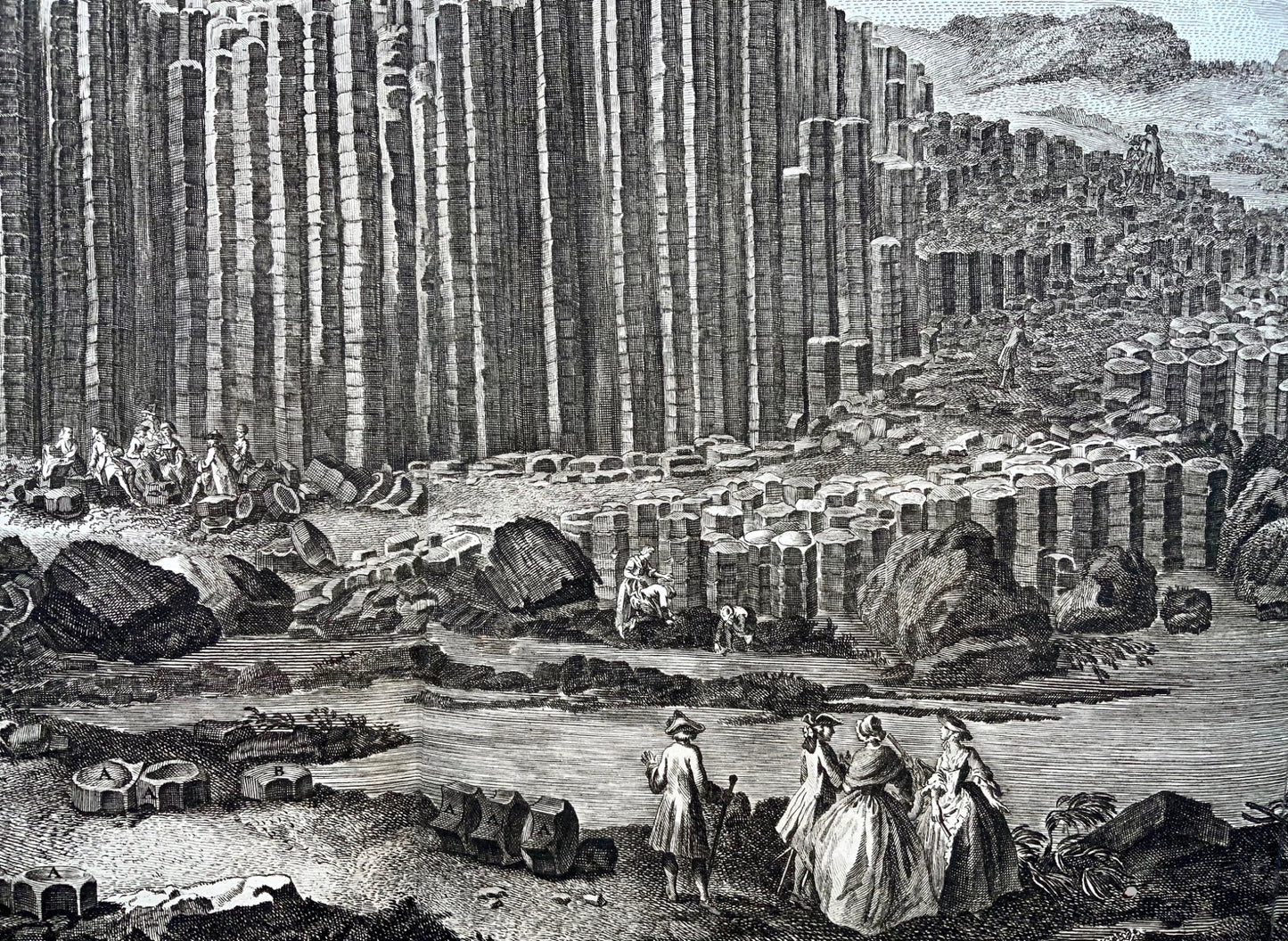 1757 Chaussée des Géants, Antrim, Irlande, grand panorama, 68,5 cm, topographie étrangère