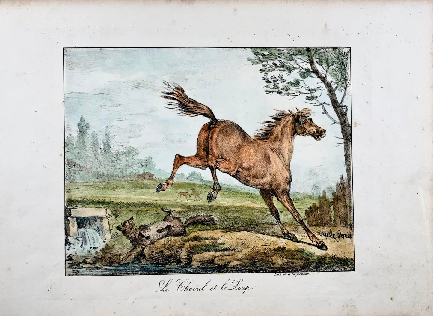Carle Vernet (1758-1835) - INCUNABULA OF LITHOGRAPHY G. Engelmann - Horse Fox
