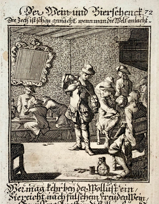 1711 Caspar Luyken, locatore, locanda, vino, birra, incisione, commercio