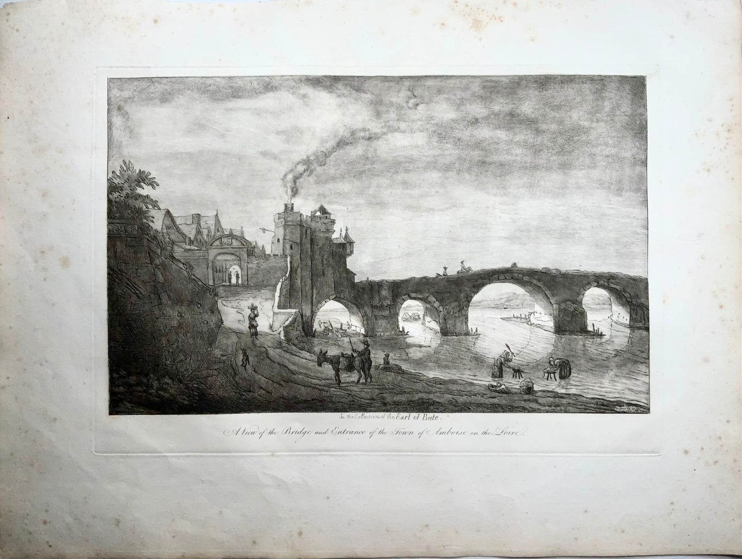 1764 Ambroise, Loire Valley, France, large rare etching by William Baillie
