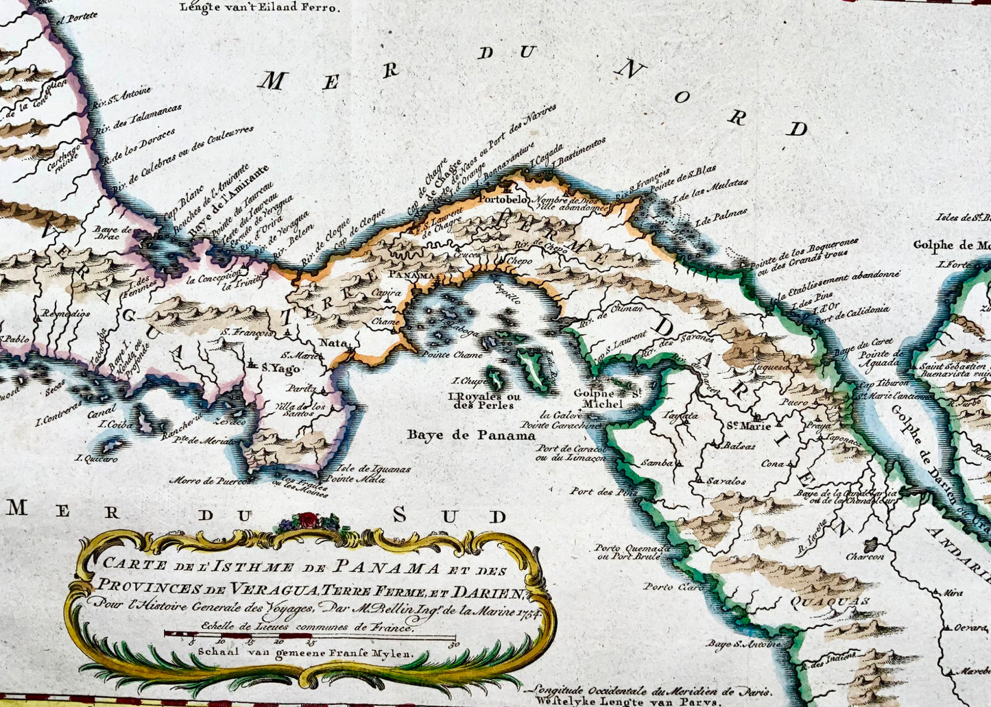 1754 Schley, Bellin, map of Panama, Gulf of Darien, Central America