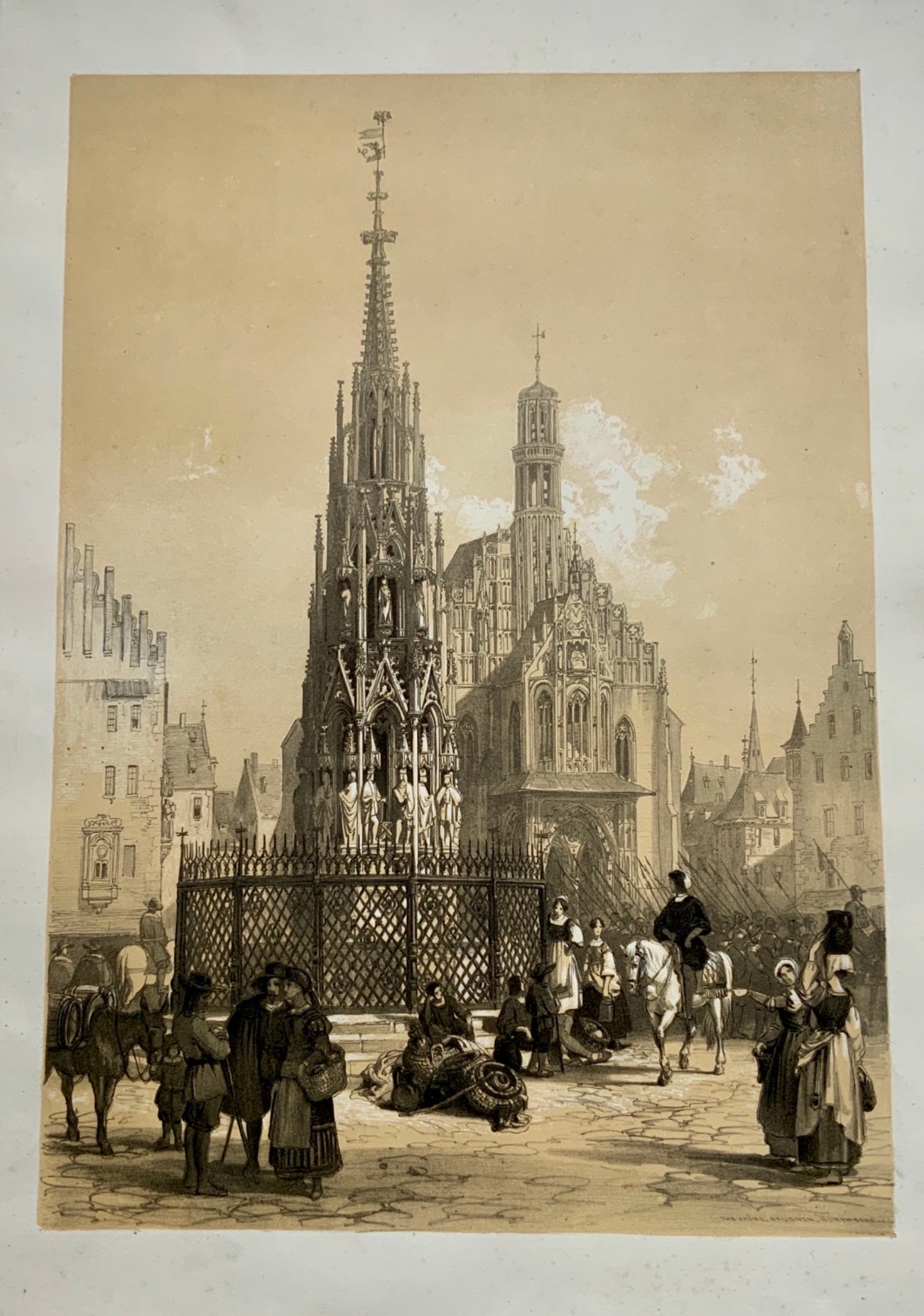 NÜRNBERG. Nuremberg. Lithographie mit Tonplatte, um 1840, 38 x 27 cm.