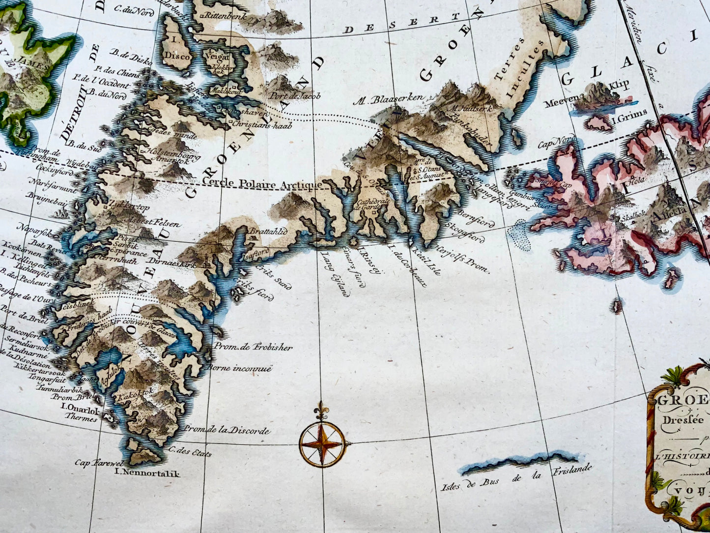 1779 H. Klockhoff, Greenland, Groenland, Iceland, Arctic, hand coloured map, travel