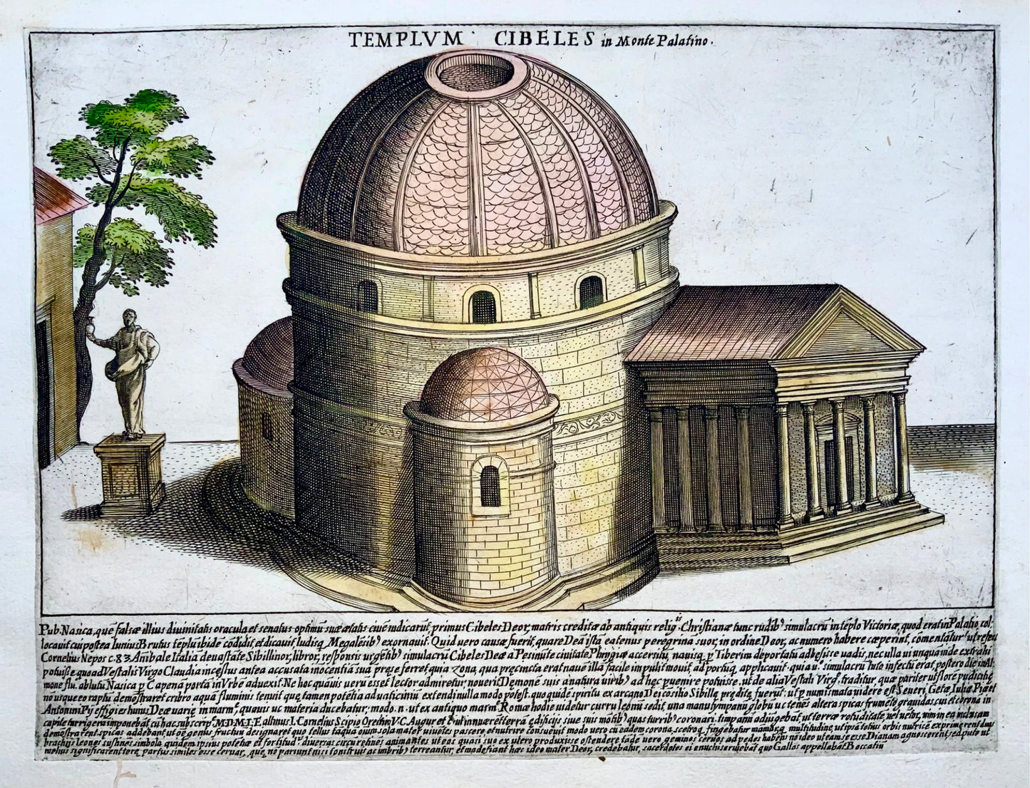 1624 Laurus (Lauro), Tempio di Cibele, Roma, incisione colorata a mano