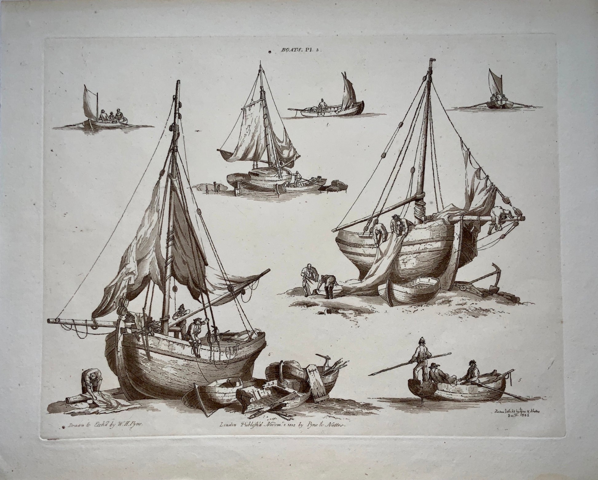 Sea Fishing - Aquatint by William Henry Pyne published in 1802