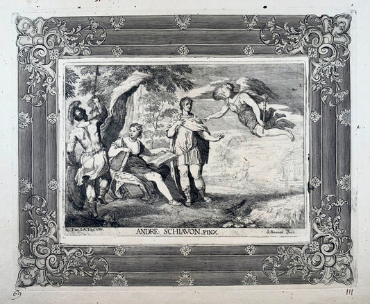 1728 Enea si congeda da Didone, da Andrea Schiavone di Prenner, folio, incisione magistrale