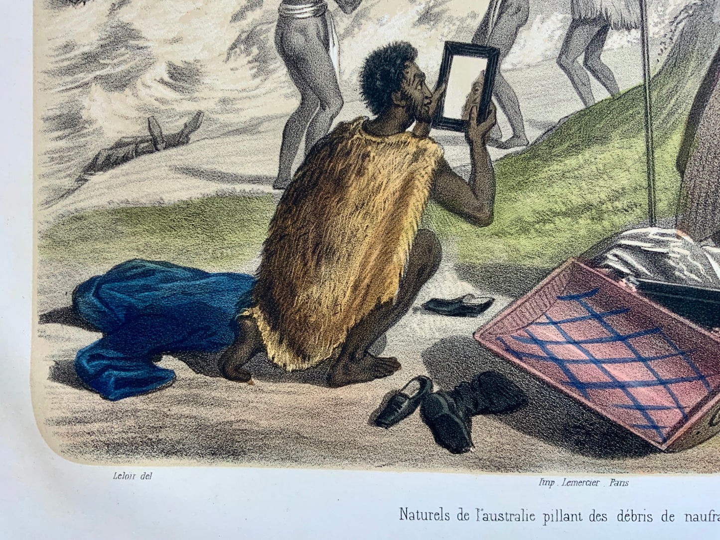 1860 c. Leloir, Bocquin; AUSTRALIAN ETHNOLOGY Aborigines - hand coloured - Costume