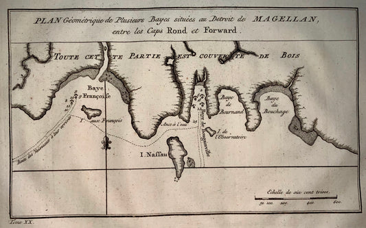 1757 Jacques BELLIN - Detroit de MAGELLAN STRAITS Cape Round et Forward Chile - Map - Travel