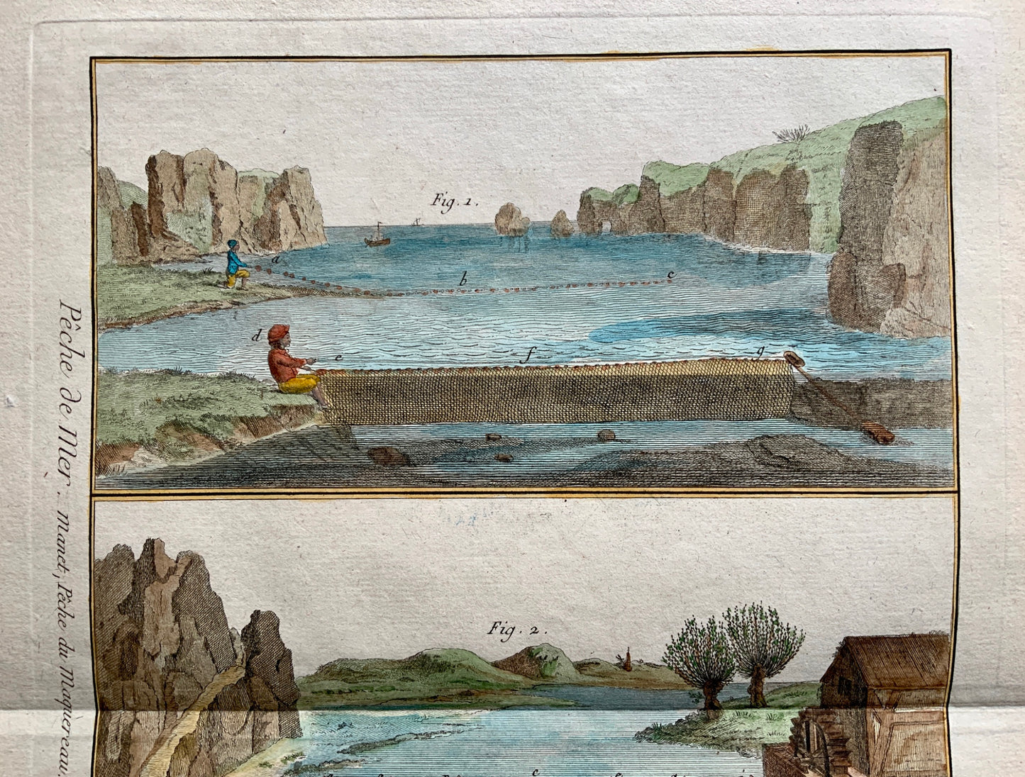 1793 Panckoucke - River Fishing Dams - Double FOLIO antique original