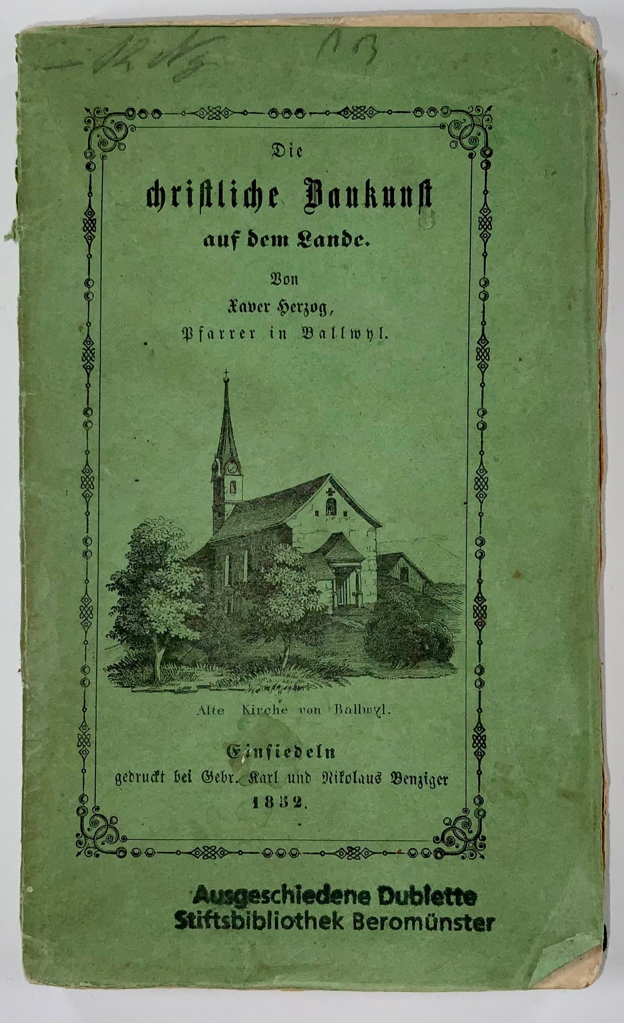 1852 Architettura delle chiese rurali in Svizzera. Christliche Baukunst, X. Herzog, libro