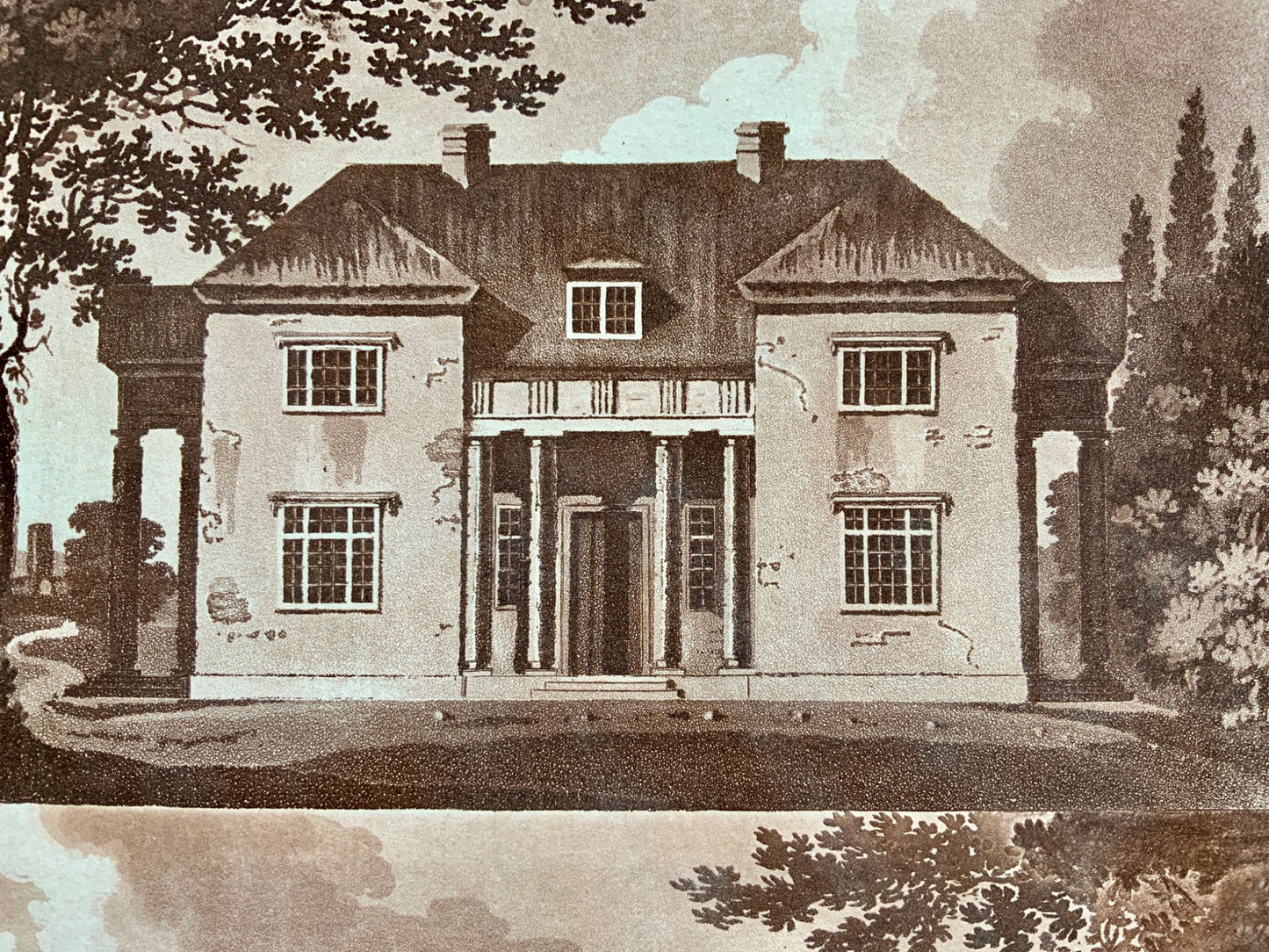 1803 Richard Elsam Folio aquatint Cottage in “Modern Antique” style Architecture