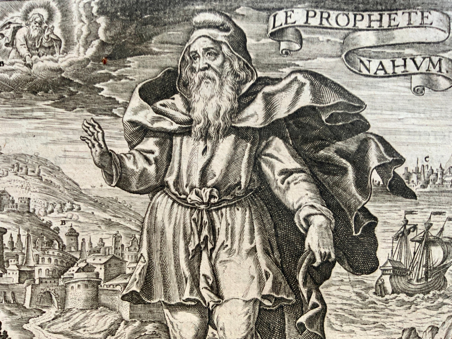 1610 L. Gaulthier (1561-1641); Messager exc. - Master Engraving - Prophet NAHUM - Etching