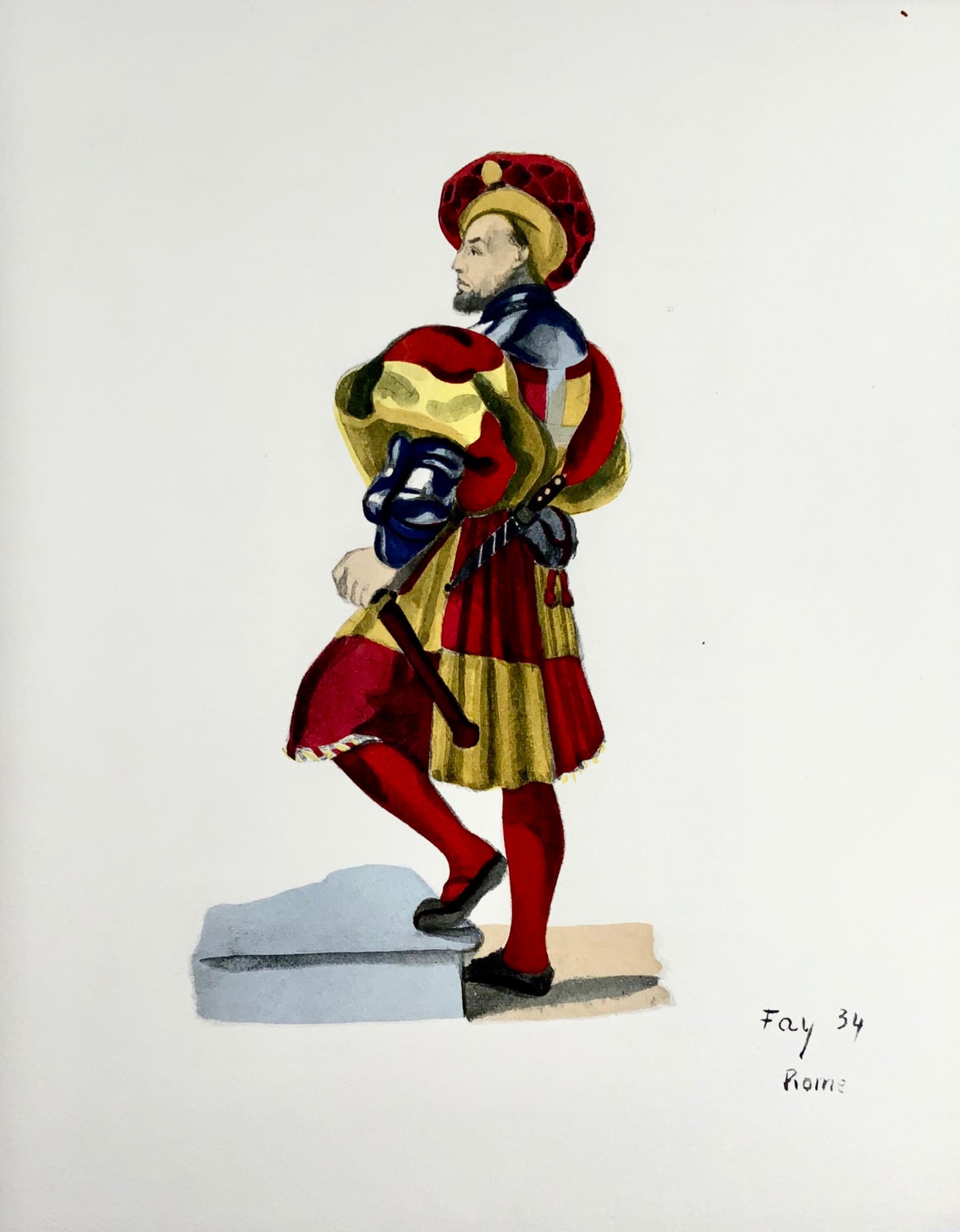 1935 History of Swiss Guards; 24 hand coloured plates, bibliophile example, military history