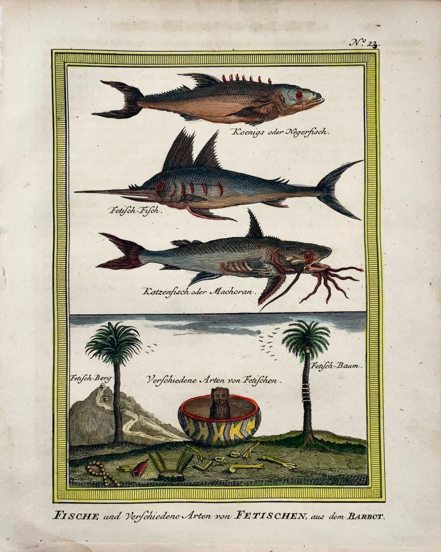 1749 Pesce spada, Pesce volante, Pesce gatto di J. Von Schley da Nieuhof, Fo
