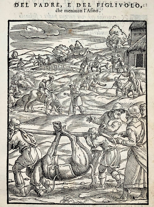 1570 Gio. M. Verdizzotti (1525-1600), Il Padre e i Figli, foglia xilografica, favola