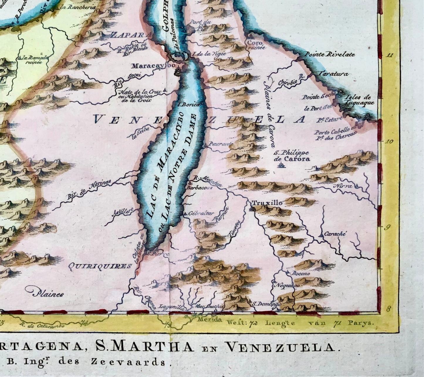 1770 J.V. Schley, Venezuela, Caracas, large copper engraving, map