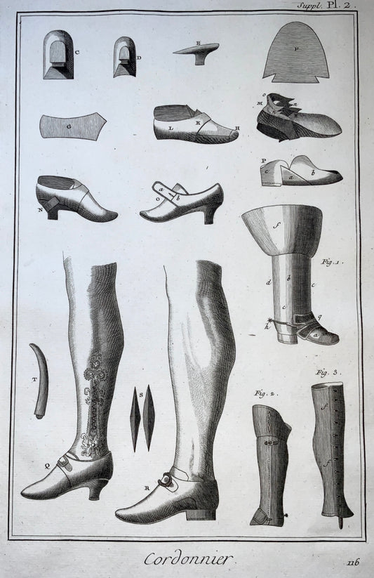 1777 ‘Cordonnier’ Boot Maker - Shoe Maker - Cobbler 2 large folios - Fashion