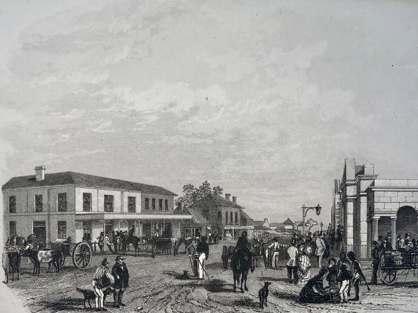 1847 Harwood, Hindley Street, Adelaide, etching, rare, foreign topography