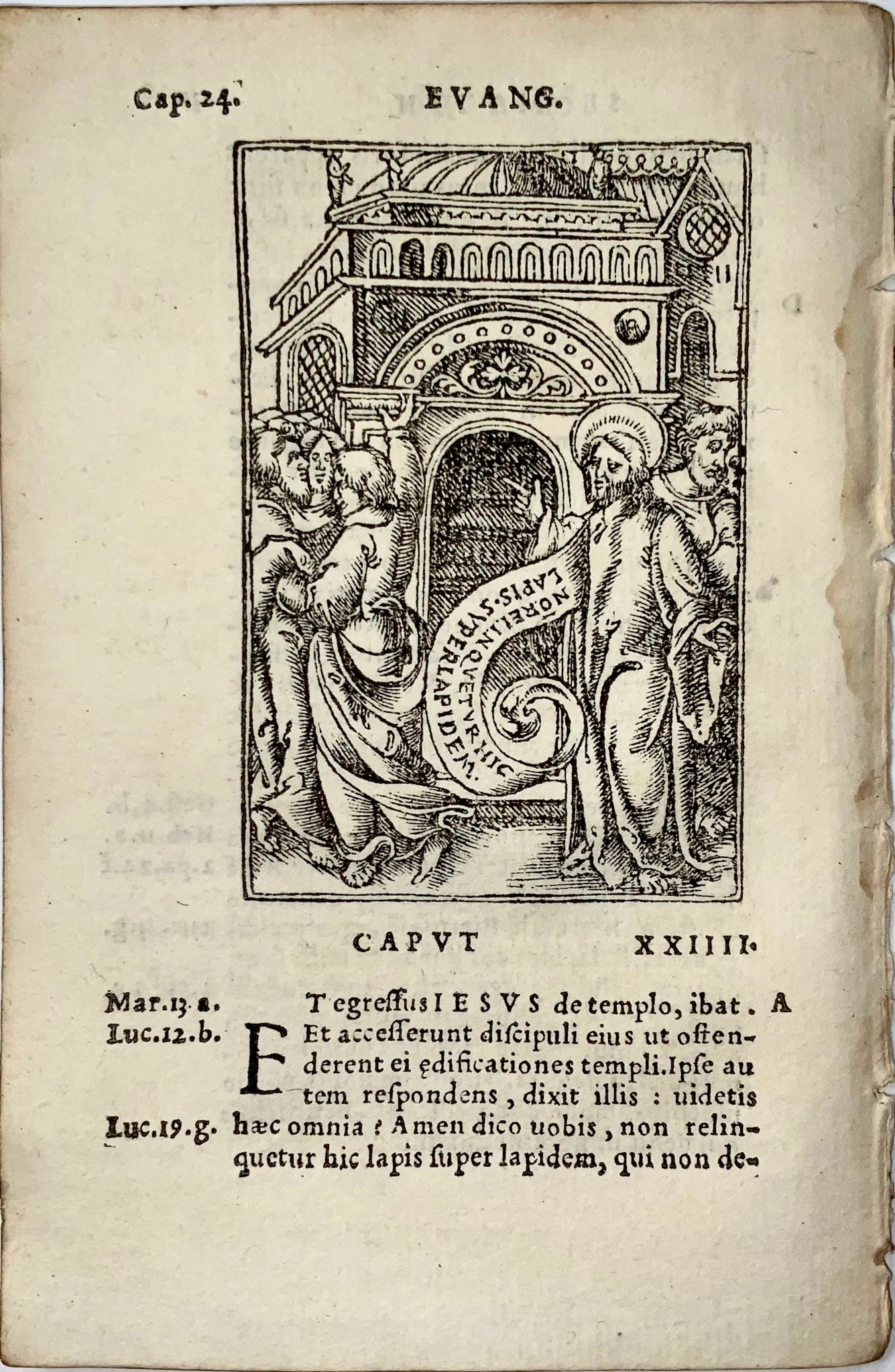 1541 Signes, Destruction du Temple, Bible Regnault, feuille gravée sur bois, art religieux