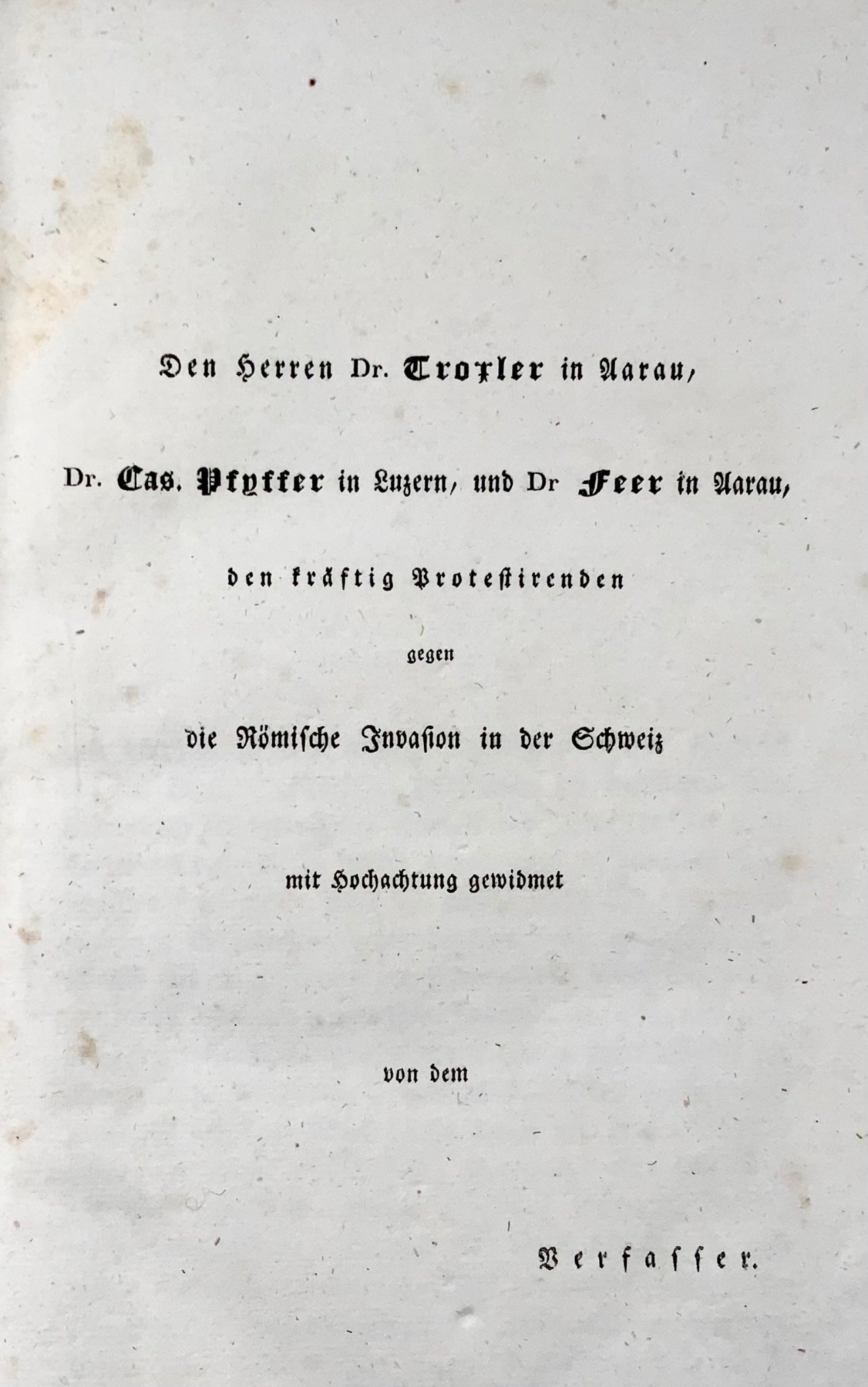 1833 Ludwig Snell, liberal radical critique of Roman Catholics in Switzerland