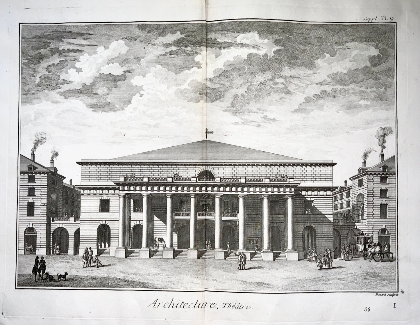 1777 Architecture THEATRE Odeon Hotel Comodies large double folio - Diderot