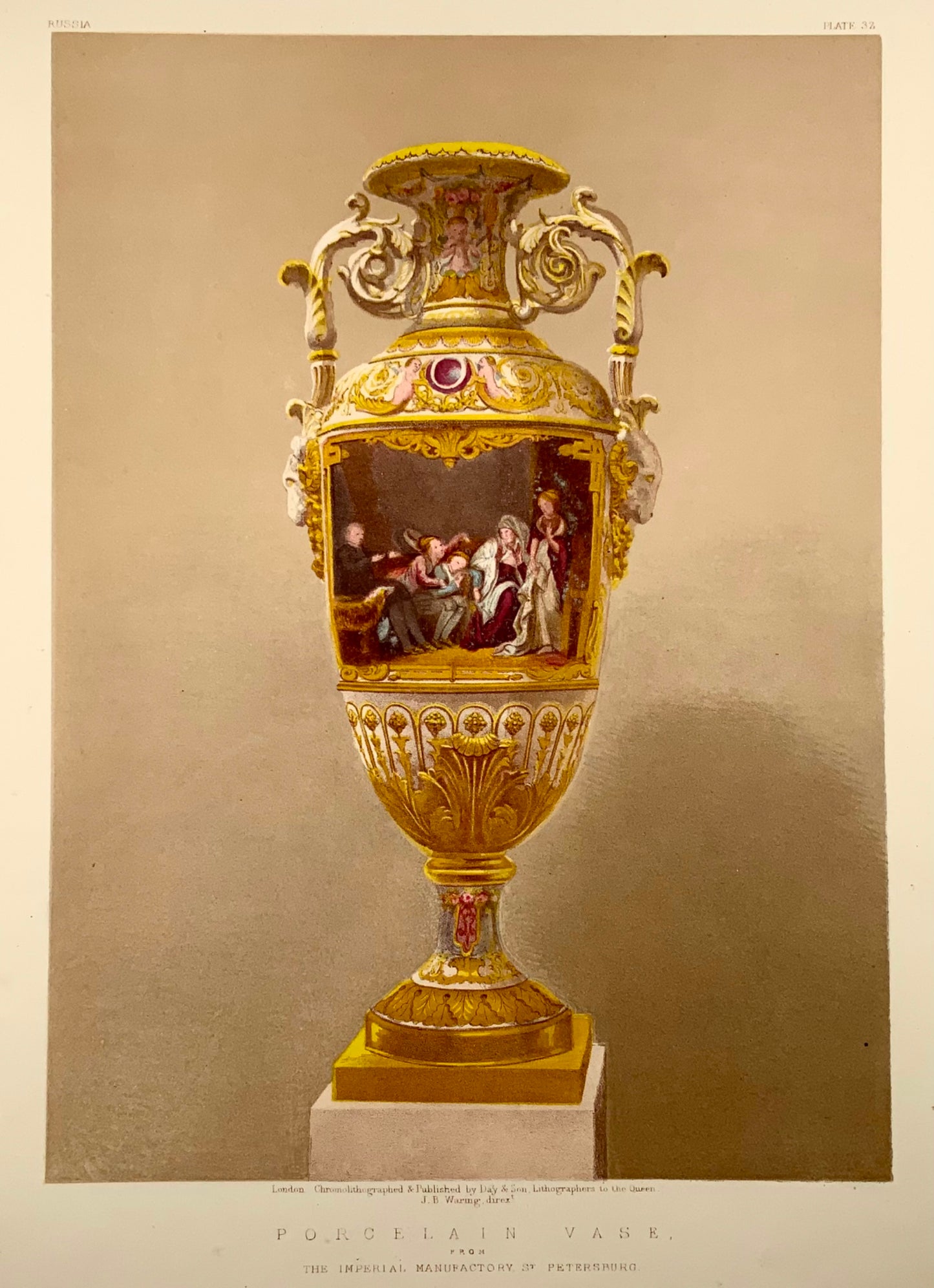 1862 Porcelain Vase, St. Petersburg, Waring, large folio, chromolithograph, art