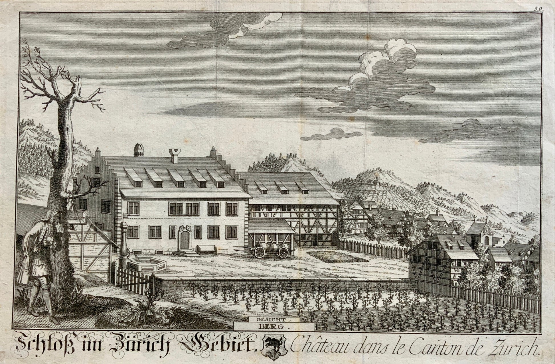 1754 David Herrliberger; Castle of Irchel, Andelfingen, Zurich Switzerland