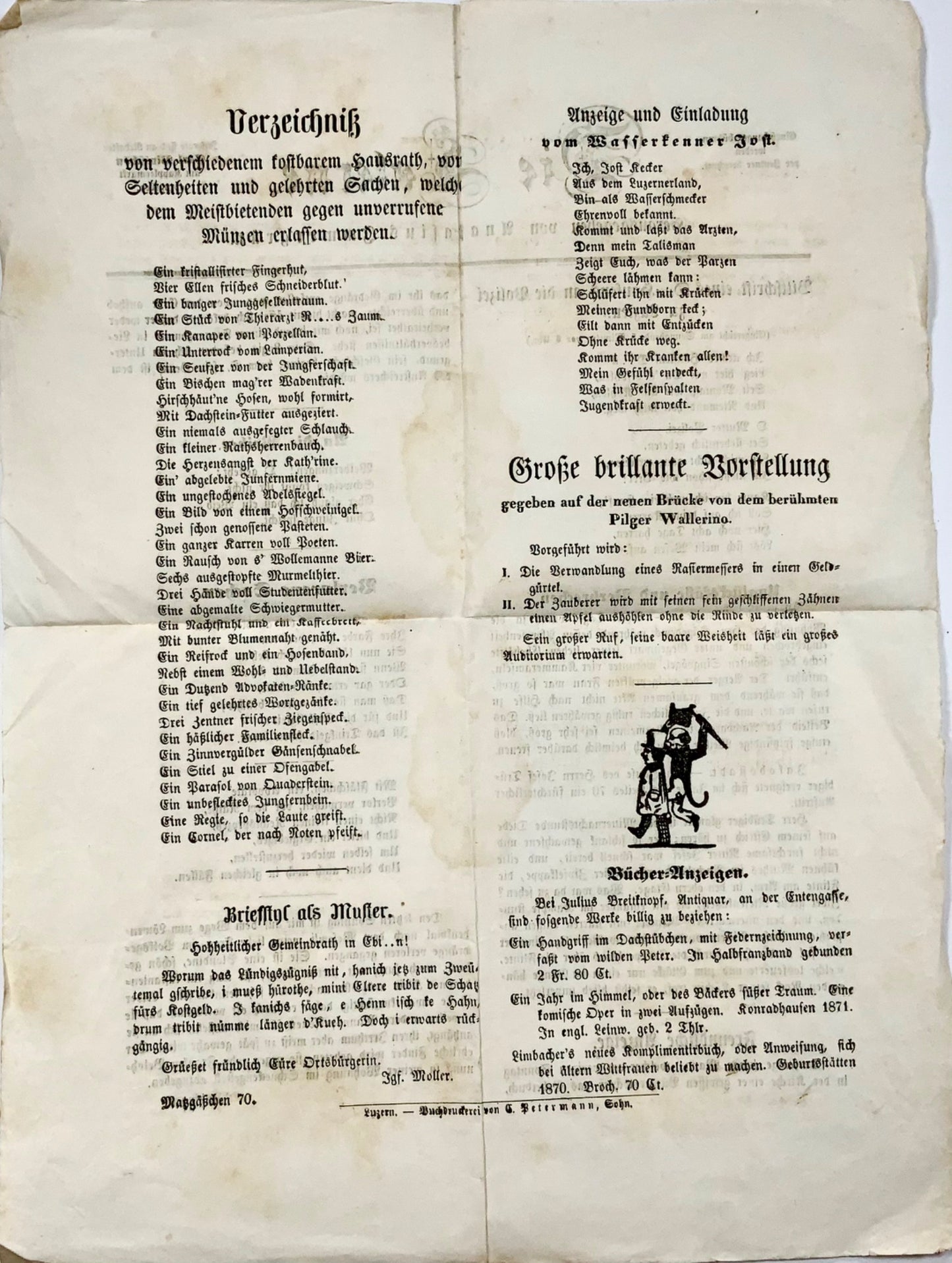 1871 Carnival newspaper ‘Die Laterne”, Lucerne, Switzerland