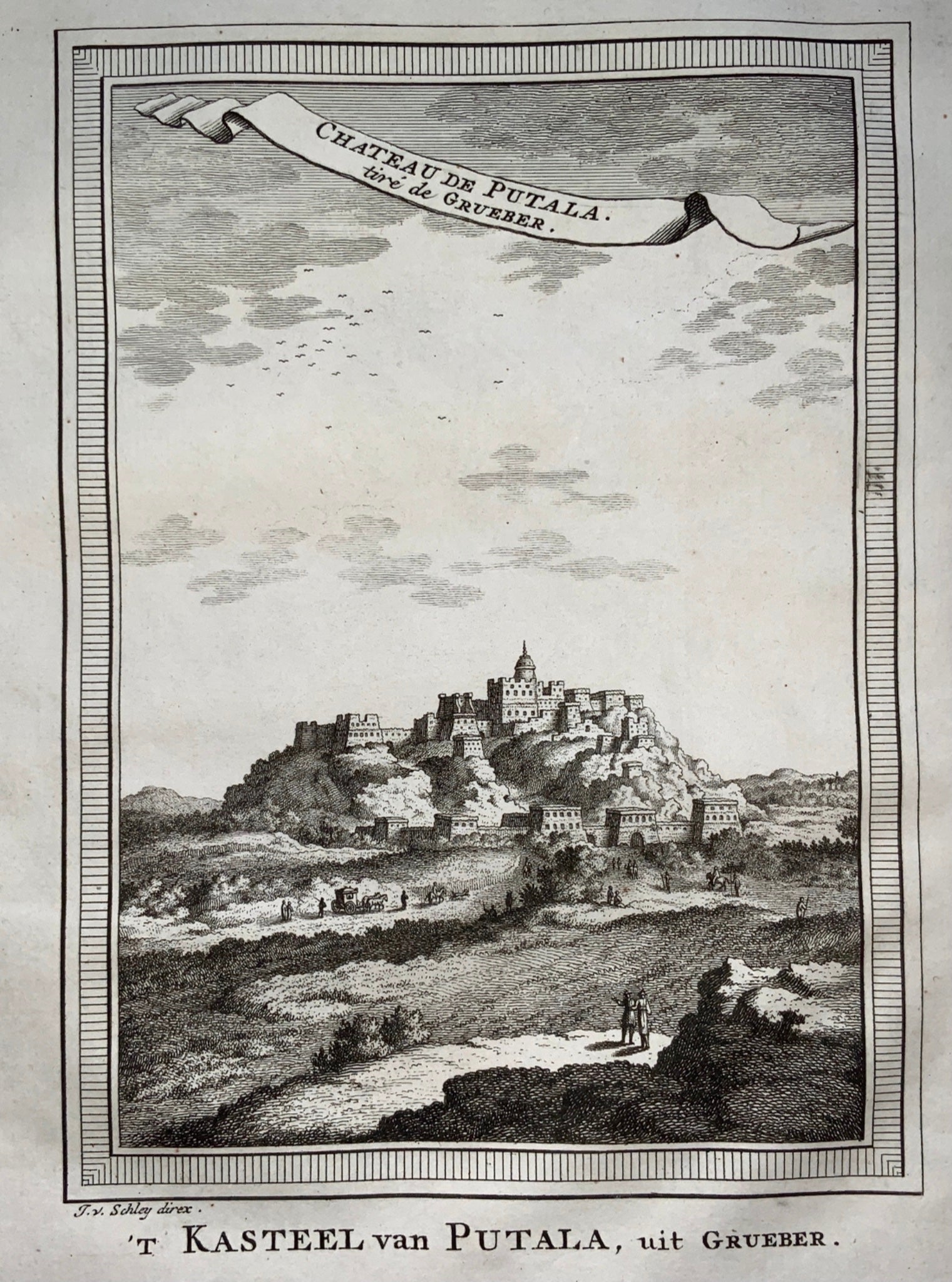 1772 Schley - Chateau de Putala - Potala Palace, Lhasa, Tibet engraving - Travel
