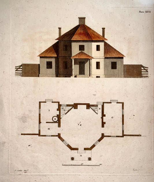 1775 Burden after J Carter - Architecture with plan - Hand colour