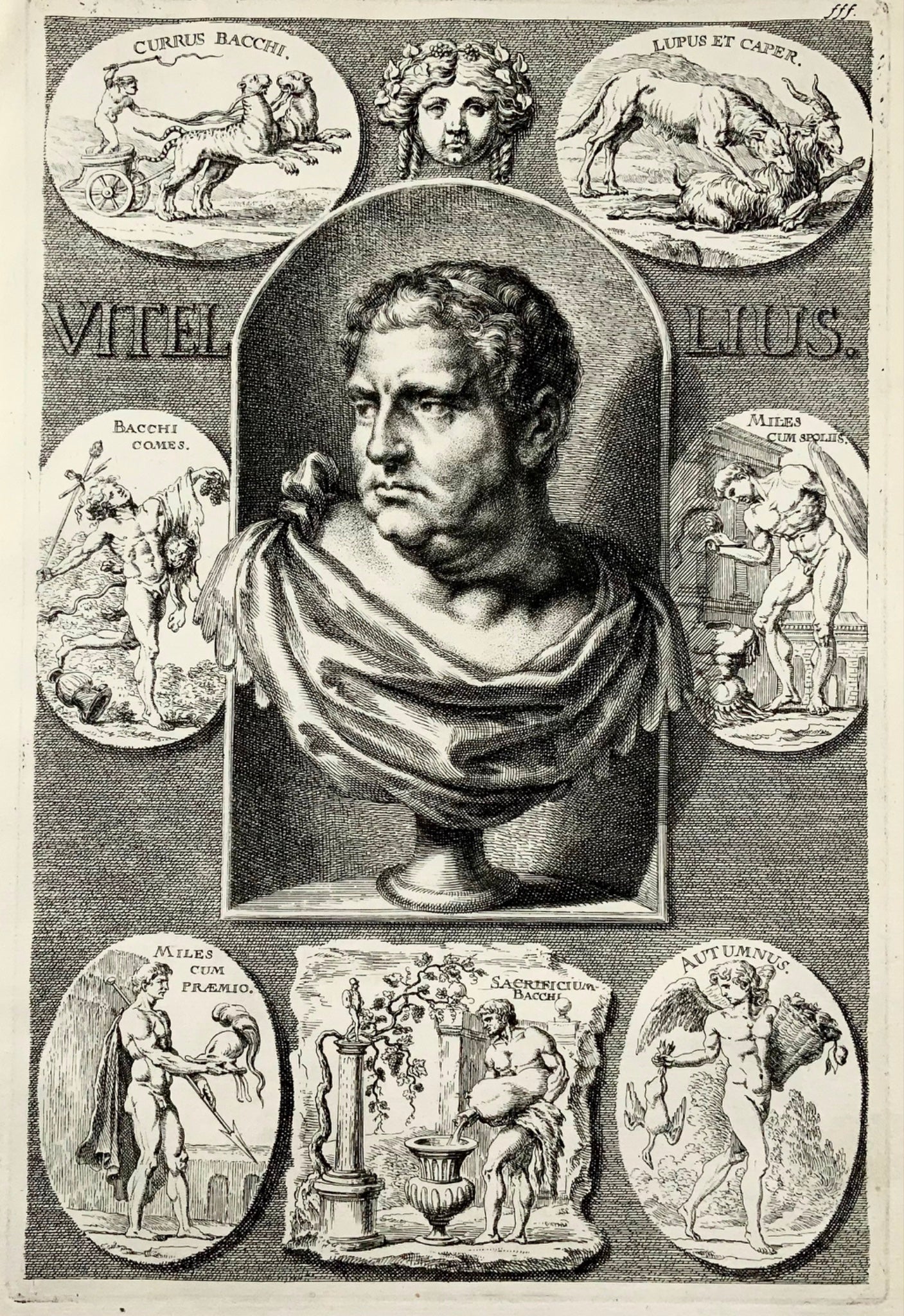 1676 IMPERATORE VITELLIO GC Eimmart 1638-1705 secondo Sandrart incisione in folio